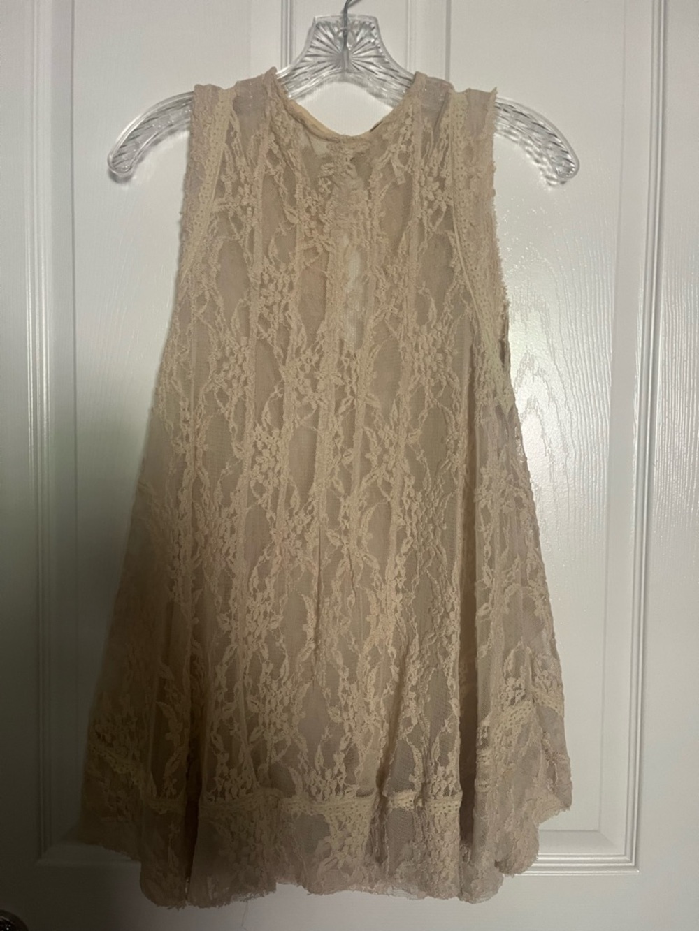 Free People Cream Lace Sleeveless Tunic